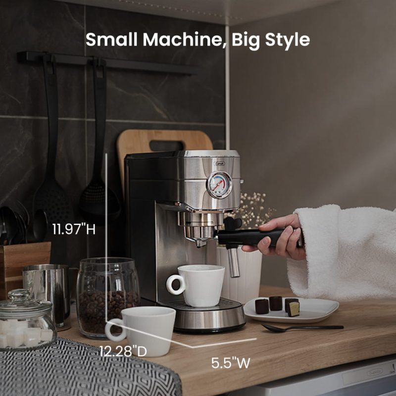 Compact Espresso Coffee Machine with Milk Steam Wand GECME418EA-U - Image 11