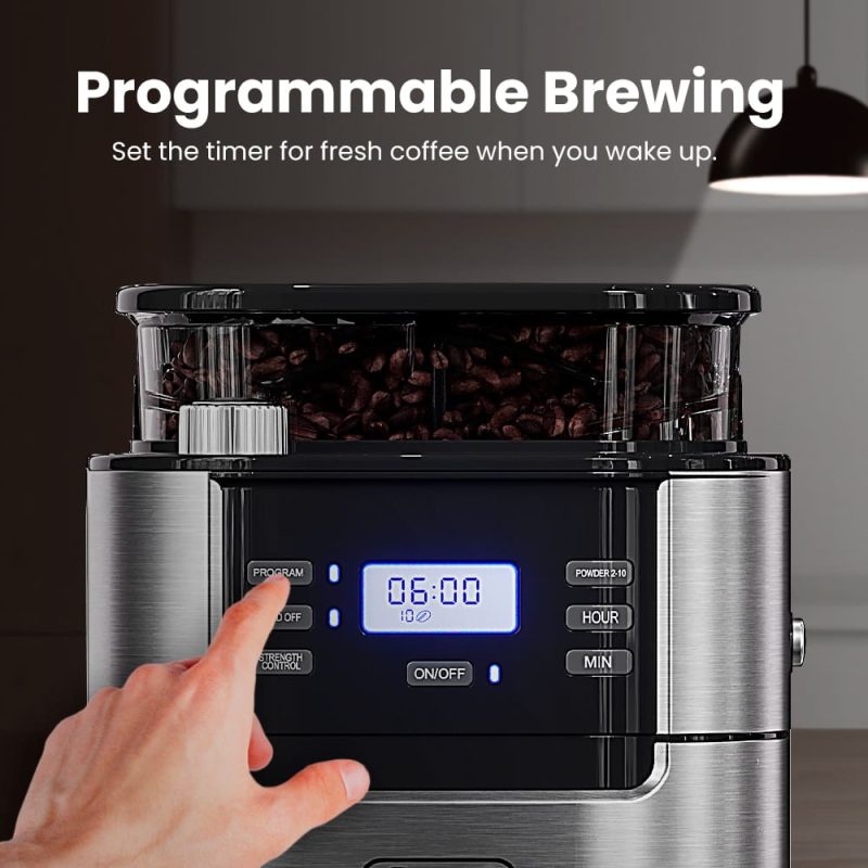 GEVI Programmable 10-Cup Grind & Brew Coffee Maker Machine with Built-in Grinder GECMA025AK-U - Image 9