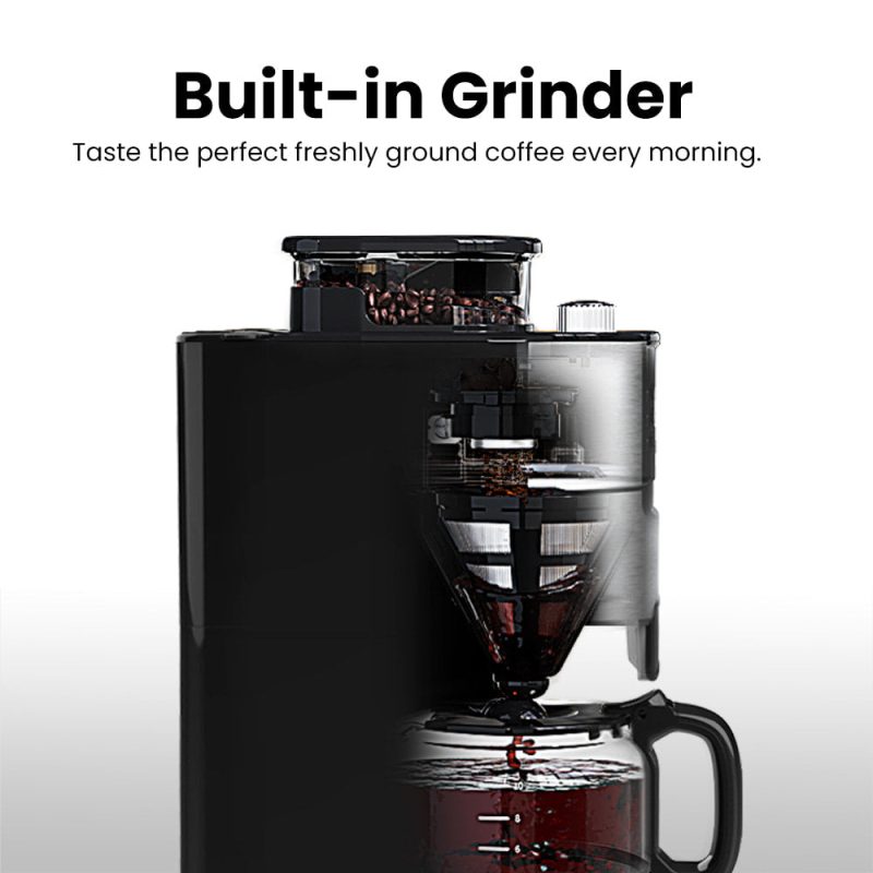 GEVI Programmable 10-Cup Grind & Brew Coffee Maker Machine with Built-in Grinder GECMA025AK-U - Image 4