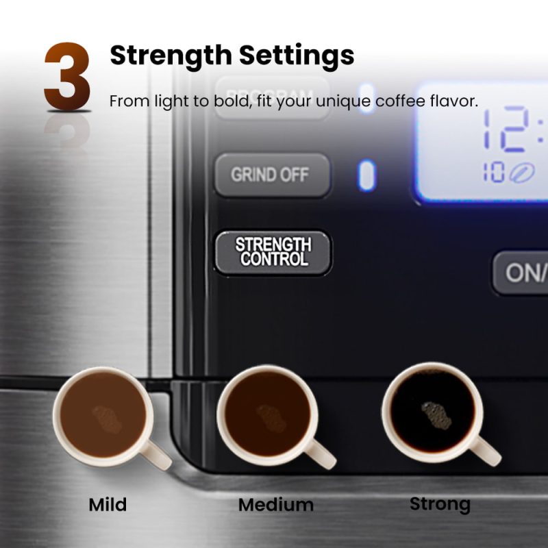 GEVI Programmable 10-Cup Grind & Brew Coffee Maker Machine with Built-in Grinder GECMA025AK-U - Image 7