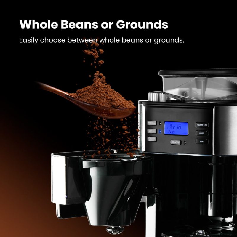 GEVI Programmable 10-Cup Grind & Brew Coffee Maker Machine with Built-in Grinder GECMA025AK-U - Image 10