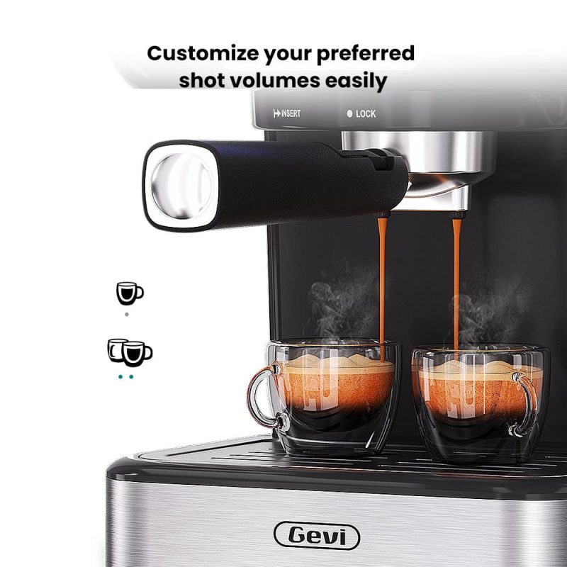 GEVI 2-in-1 Fully Automatic Espresso Machine with Milk Frother Wand and Dual Temperature Control 20 Bar GECME403L-U - Image 6