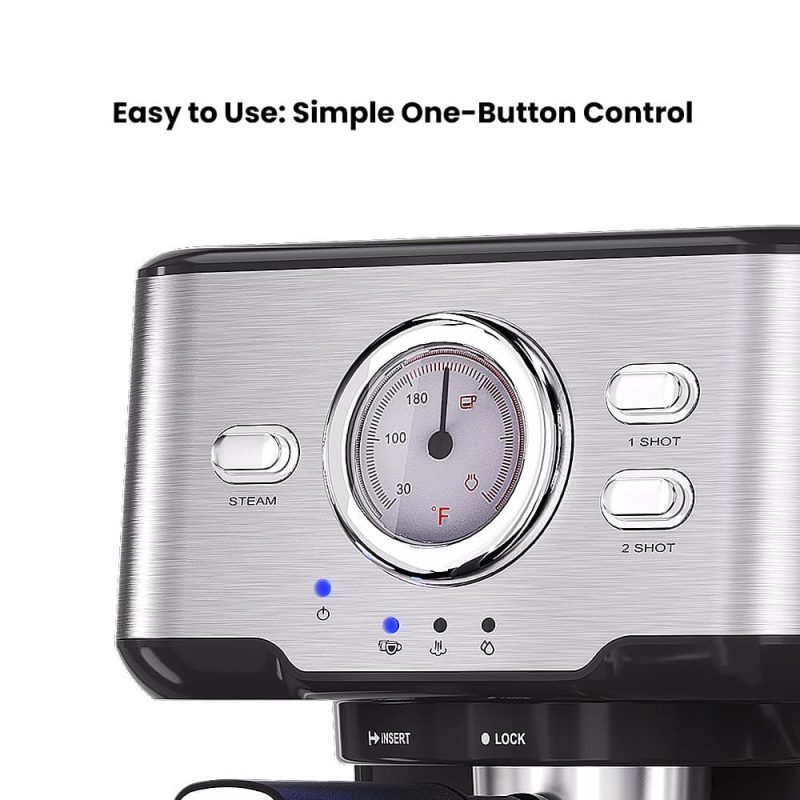 GEVI 2-in-1 Fully Automatic Espresso Machine with Milk Frother Wand and Dual Temperature Control 20 Bar GECME403L-U - Image 7