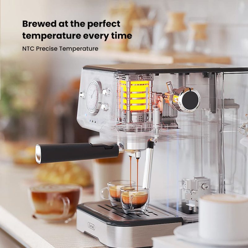 GEVI 2-in-1 Fully Automatic Espresso Machine with Milk Frother Wand and Dual Temperature Control 20 Bar GECME403L-U - Image 4