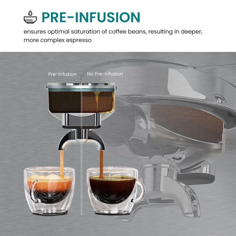 GEVI Ezbru 1000 Espresso Coffee Maker Machine with Pre-infusion ECMC0 - Image 3